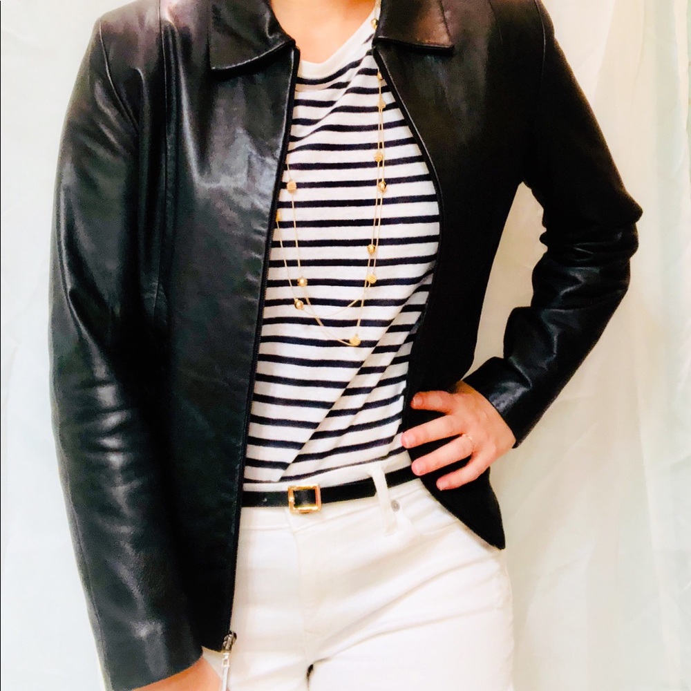 HP!! Black Leather Jacket slim fit
